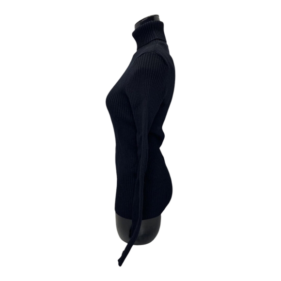 The Kooples Black Ribbed Turtleneck Sweater - Picture 3 of 13